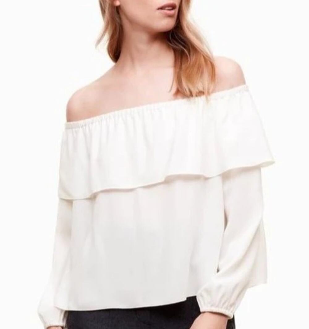 Aritzia Wilfred Morel Off the Shoulder White Long Sleeve Top Size Medium